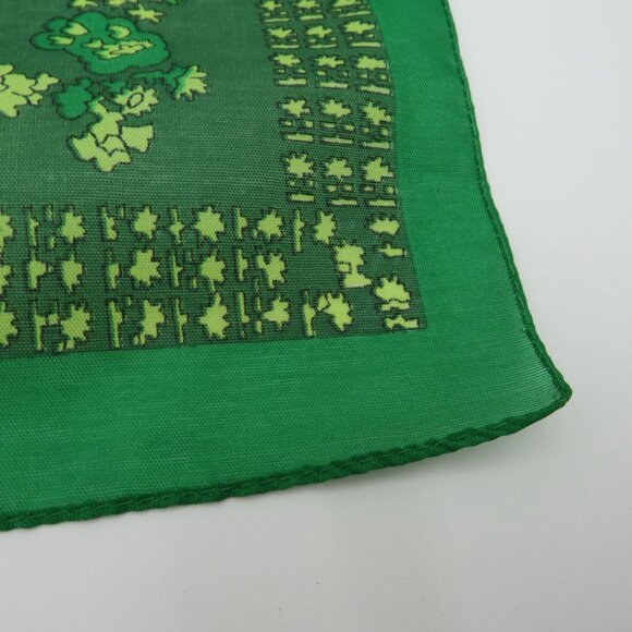 Vintage Scarf Green Floral Polyester 22" Hemmed Square Made In Italy - Picture 7 of 7